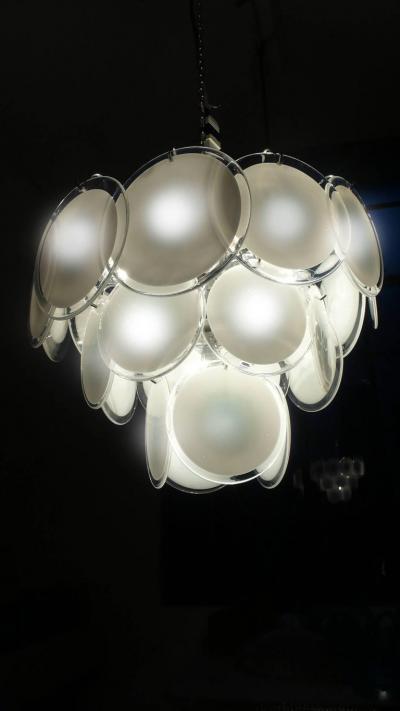  Vistosi Pair of Vistosi Disc Murano Chandelier 1970s