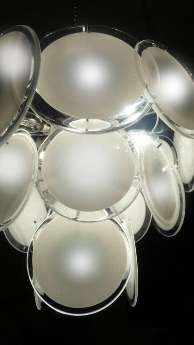  Vistosi Pair of Vistosi Disc Murano Chandelier 1970s