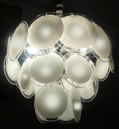  Vistosi Pair of Vistosi Disc Murano Chandelier 1970s