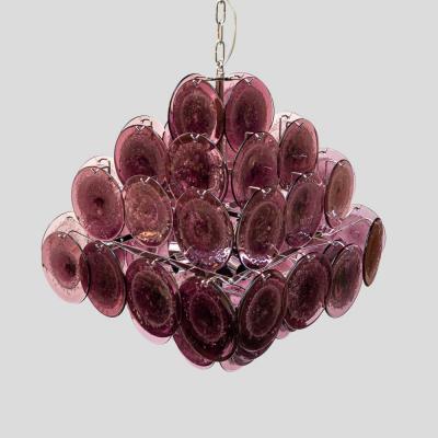  Vistosi Purple disc pulegoso glass square shaped ceiling light