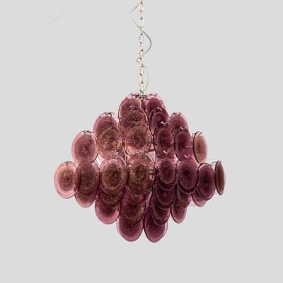  Vistosi Purple disc pulegoso glass square shaped ceiling light