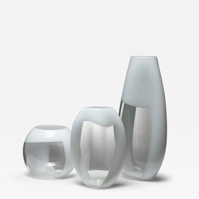  Vistosi Set of Three Glass Vases Manufactured by Vetreria Vistosi