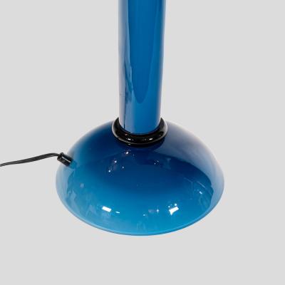  Vistosi Vintage Murano blue glass and brass shade table lamp