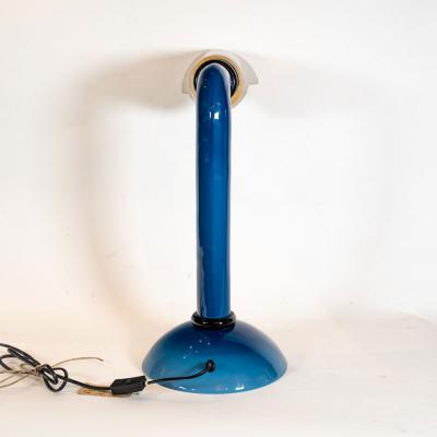  Vistosi Vintage Murano blue glass and brass shade table lamp