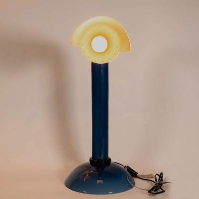  Vistosi Vintage Murano blue glass and brass shade table lamp