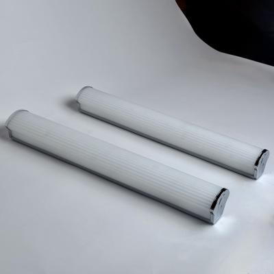  Vistosi Vintage Pair of Nickel and White Ribbed Murano Glass Sconces by Vistosi