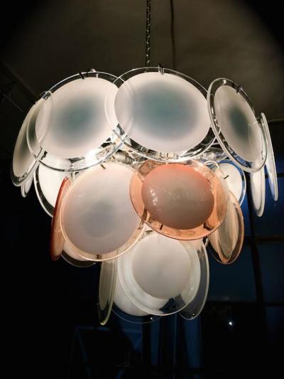  Vistosi Vistosi Disc Murano Chandelier 1970s