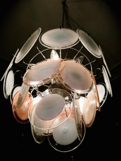  Vistosi Vistosi Disc Murano Chandelier 1970s