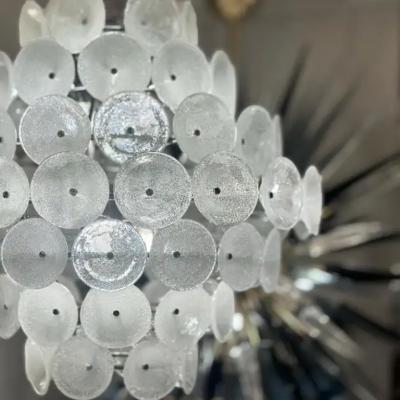  Vistosi Vistosi Murano Pulegoso Glass Cup and Chrome Tiered Chandelier 1970s