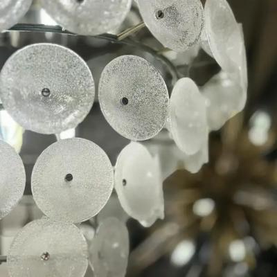  Vistosi Vistosi Murano Pulegoso Glass Cup and Chrome Tiered Chandelier 1970s