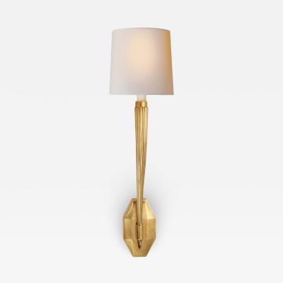  Visual Comfort Company Art Deco Style Brass Single Light Sconces After Emile Jacques Ruhlmann