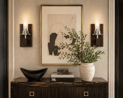  Visual Comfort Company Marian Jamieson Beam Macassar Ebony Polished Nickel Modern Wall Sconces