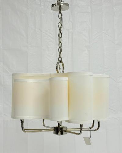  Visual Comfort Company Marian Jamieson Josephine Polished Nickel Silk Shade Chandelier US Made