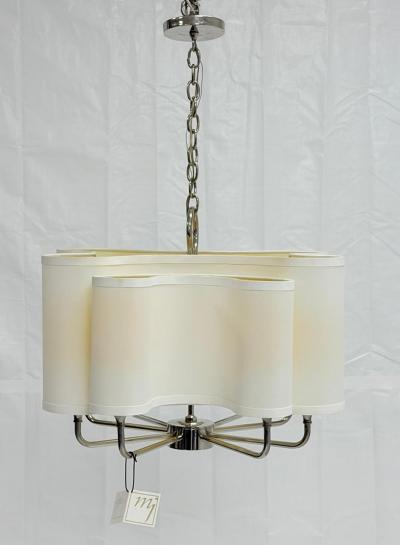  Visual Comfort Company Marian Jamieson Josephine Polished Nickel Silk Shade Chandelier US Made