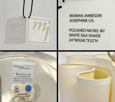  Visual Comfort Company Marian Jamieson Josephine Polished Nickel Silk Shade Chandelier US Made