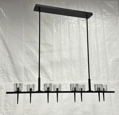  Visual Comfort Company Marian Jamieson Kellen Chandelier Blackened Steel Murano Glass Style Shades