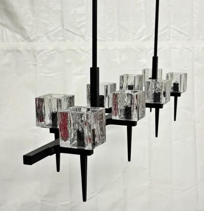  Visual Comfort Company Marian Jamieson Kellen Chandelier Blackened Steel Murano Glass Style Shades