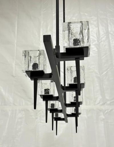  Visual Comfort Company Marian Jamieson Kellen Chandelier Blackened Steel Murano Glass Style Shades