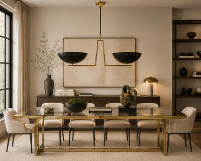  Visual Comfort Company Marian Jamieson Libra Sculptural Chandelier Brass White and Black Finish