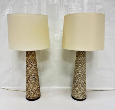  Visual Comfort Company Marian Jamieson Marina Gold Wood Brass Table Lamps Pair
