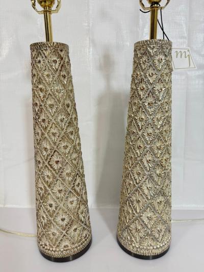  Visual Comfort Company Marian Jamieson Marina Gold Wood Brass Table Lamps Pair