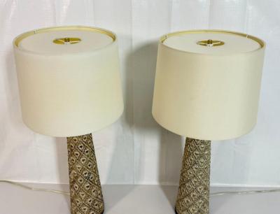  Visual Comfort Company Marian Jamieson Marina Gold Wood Brass Table Lamps Pair