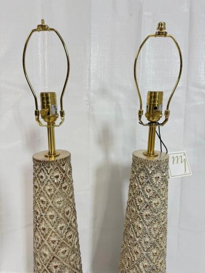  Visual Comfort Company Marian Jamieson Marina Gold Wood Brass Table Lamps Pair