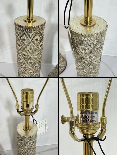  Visual Comfort Company Marian Jamieson Marina Gold Wood Brass Table Lamps Pair
