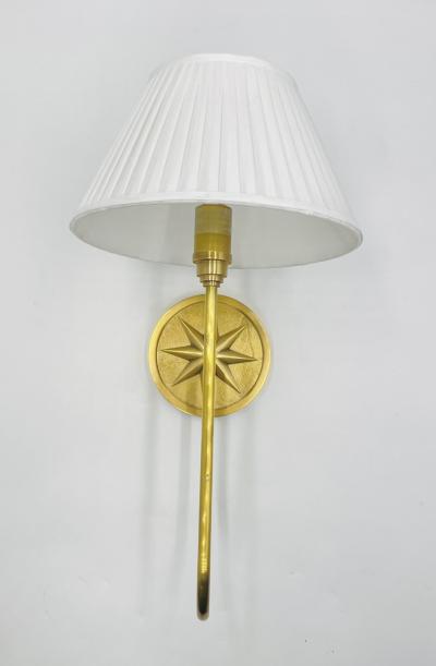  Visual Comfort Company McGee Co Polaris Brass Wall Sconce with Linen Shade Modern Lighting