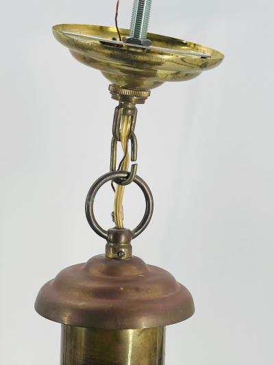  Visual Comfort Company Pair of 1970s American Solid Brass Glass Lantern Pendant Sconces