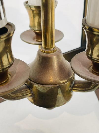  Visual Comfort Company Pair of 1970s American Solid Brass Glass Lantern Pendant Sconces