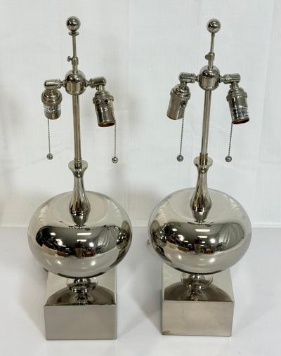  Visual Comfort Company Pair of Marian Jamieson Paris Polished Nickel Table Lamps American Lighting
