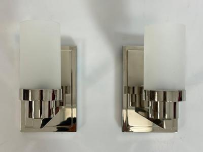  Visual Comfort Company Pair of Marian Jamieson Six of One Nickel Wall Sconces with Frosted Glass