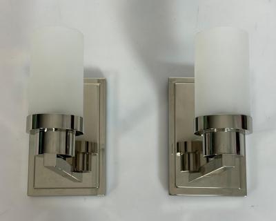  Visual Comfort Company Pair of Marian Jamieson Six of One Nickel Wall Sconces with Frosted Glass