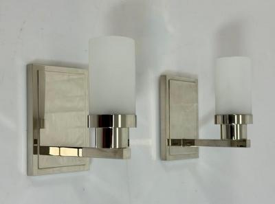  Visual Comfort Company Pair of Marian Jamieson Six of One Nickel Wall Sconces with Frosted Glass