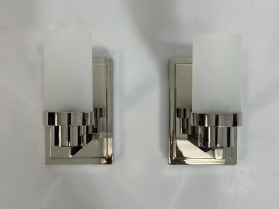  Visual Comfort Company Pair of Marian Jamieson Six of One Nickel Wall Sconces with Frosted Glass