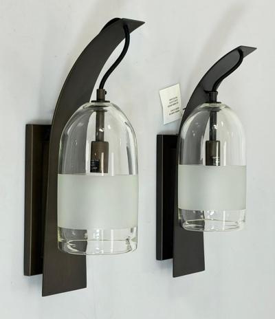  Visual Comfort Company Pair of Mateo Wall Sconces by Marian Jamieson in Bronze Smoked Glass