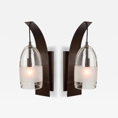 Visual Comfort Company Pair of Mateo Wall Sconces by Marian Jamieson in Bronze Smoked Glass
