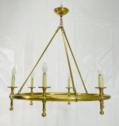  Visual Comfort Company Vintage Chapman Myers Launceton Brass Chandelier for Visual Comfort