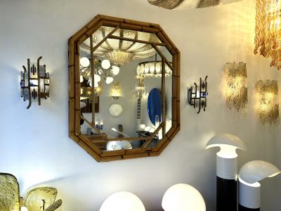  Vivai del Sud Bamboo Octogonal Beaded Mirror by Vivai Del Sud Italy 1970s