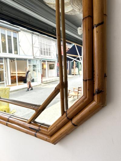  Vivai del Sud Bamboo Octogonal Beaded Mirror by Vivai Del Sud Italy 1970s