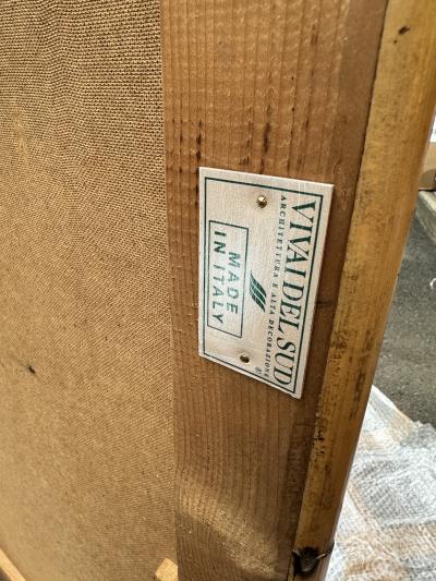  Vivai del Sud Bamboo Octogonal Beaded Mirror by Vivai Del Sud Italy 1970s