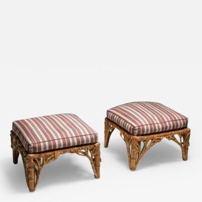  Vivai del Sud Bamboo Pair of Ottoman Arpex Italy 1970s