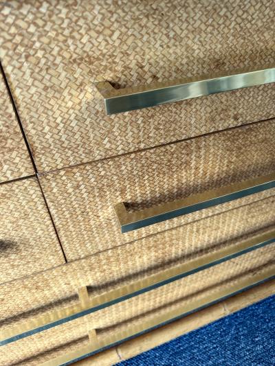  Vivai del Sud Bamboo Rattan Brass Chest of Drawers by Vivai Del Sud Italy 1970s