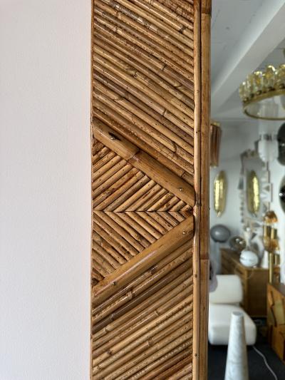  Vivai del Sud Bamboo and Rattan Mirror by Vivai Del Sud Italy 1970s
