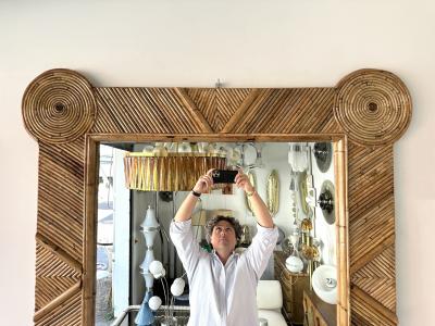  Vivai del Sud Bamboo and Rattan Mirror by Vivai Del Sud Italy 1970s