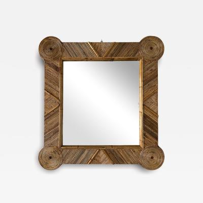  Vivai del Sud Bamboo and Rattan Mirror by Vivai Del Sud Italy 1970s