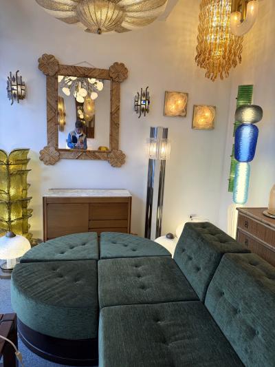  Vivai del Sud Bamboo and Rattan Mirror by Vivai Del Sud Italy 1970s