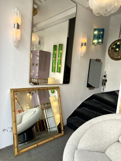  Vivai del Sud Brass and Bamboo Wall Mirror by Vivai Del Sud Italy 1970s