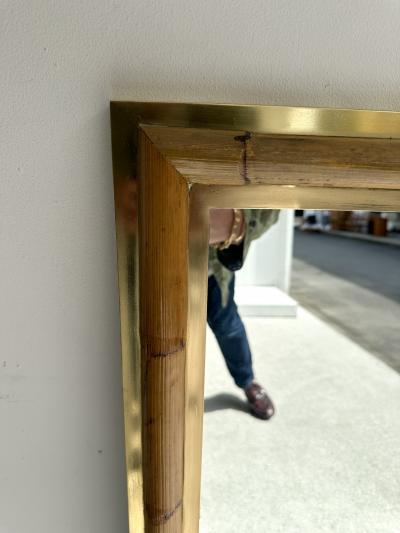  Vivai del Sud Brass and Bamboo Wall Mirror by Vivai Del Sud Italy 1970s